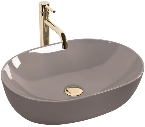 умывальник накладной rea lisa beige shiny u6380 коричневый глянец