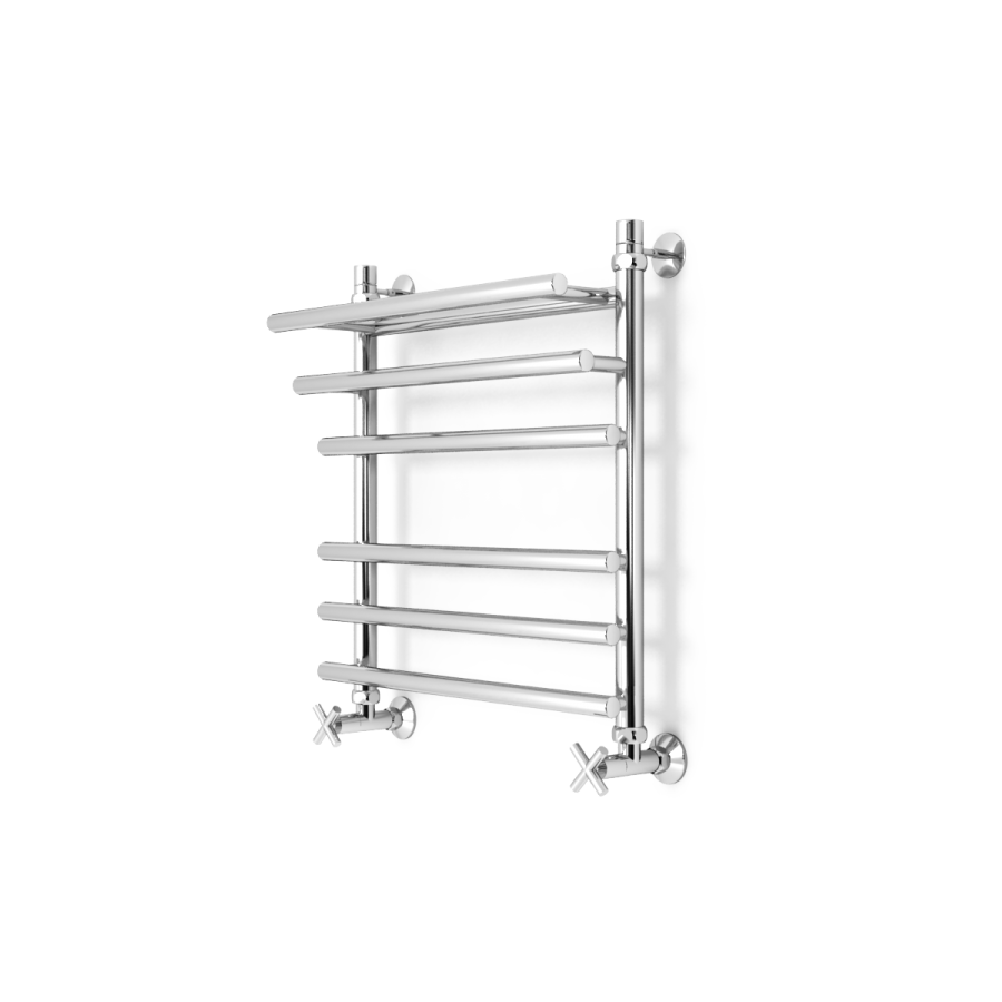 полотенцесушитель zorg platinum plus 500/600 50x60 с полкой, нижнее подключение, хром