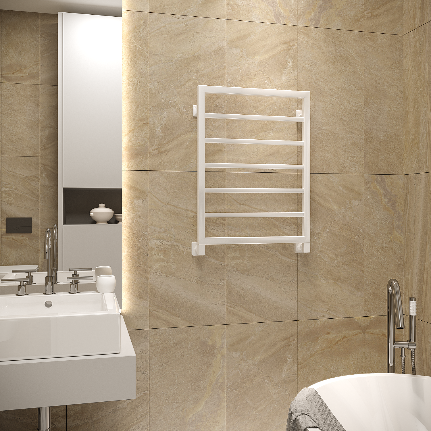 полотенцесушитель водяной stinox croma 50x70 белый глянец