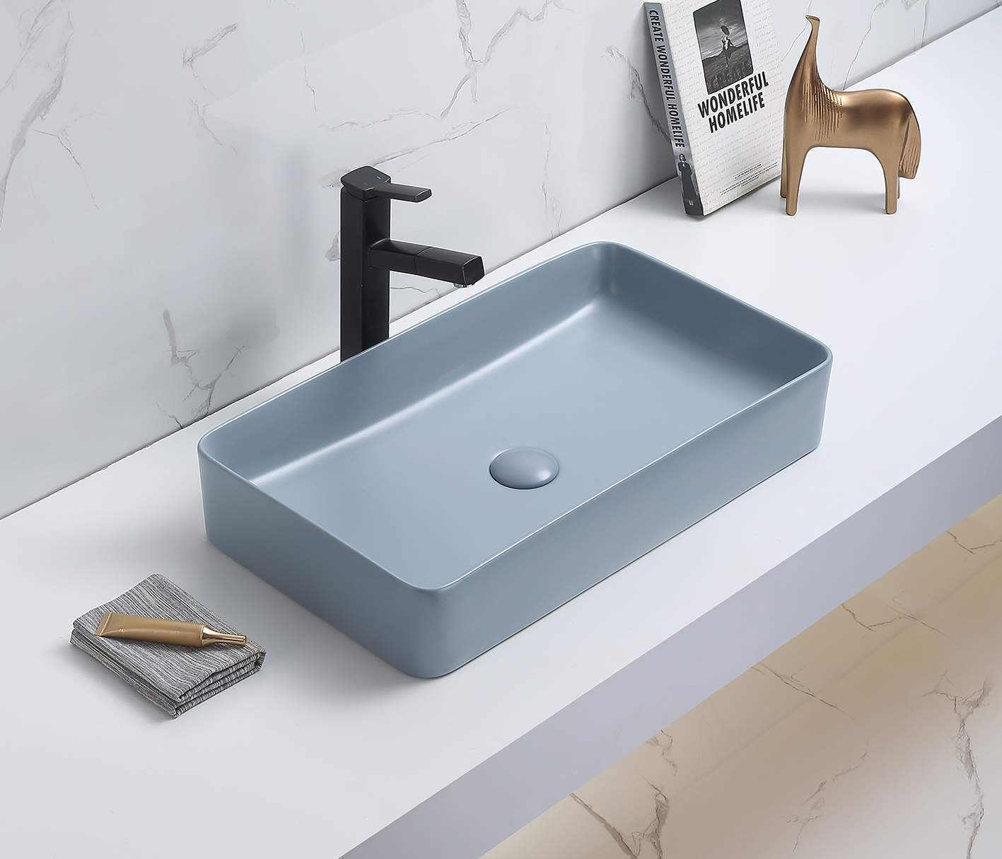 умывальник ceramalux 78189mhl-4 60,5x35,5 голубой