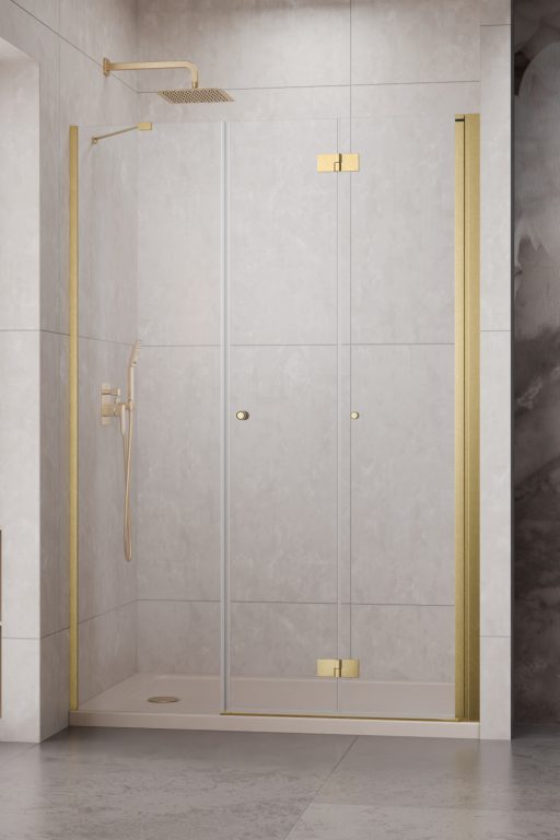 душевая дверь radaway nes brushed gold dws b (d/d 85+s/w 55) 140x200 правая, стекла прозрачные, профиль брашированное золото