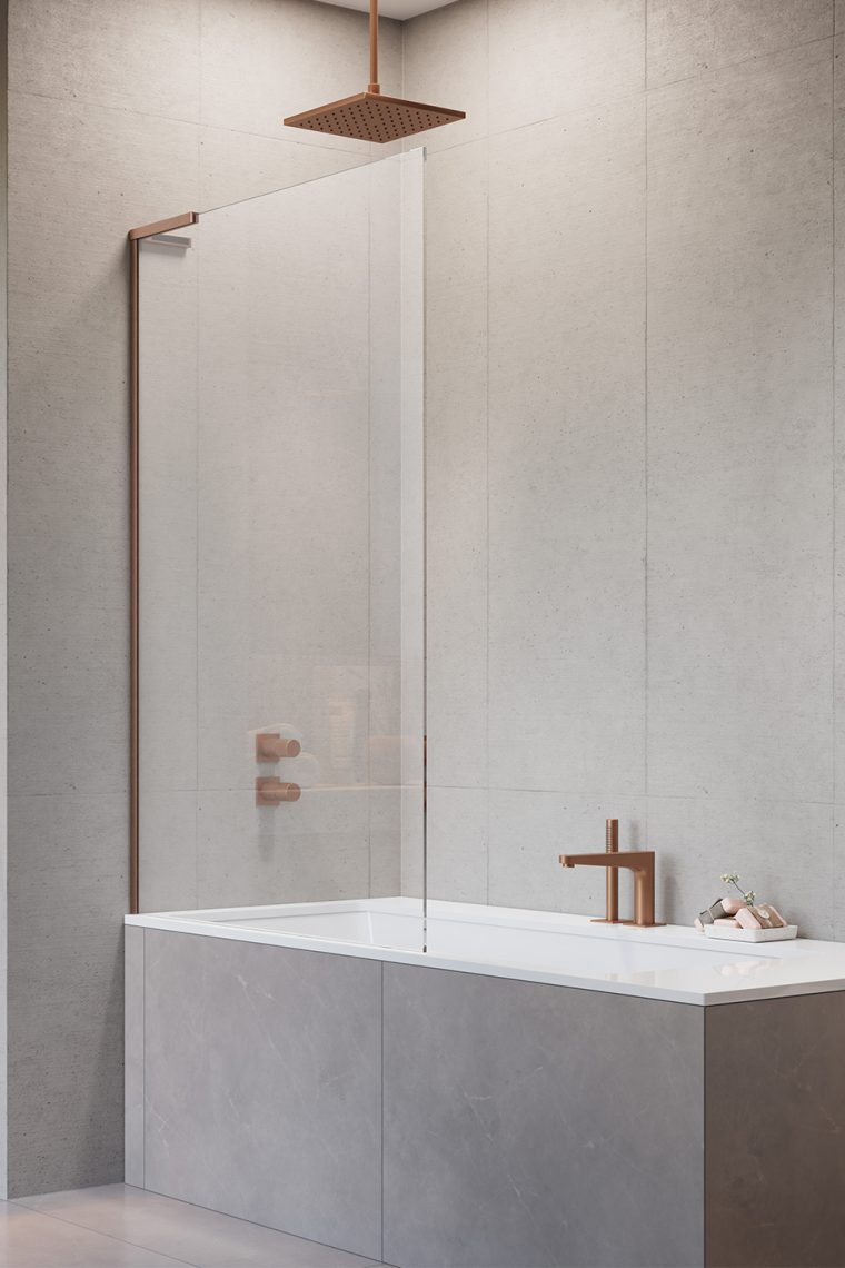 шторка на ванну radaway modo sl brushed copper pnj ii 70x150 левая, стекла прозрачные, профиль брашированная медь