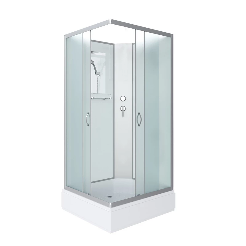 душевая кабина niagara classic ng-33984-14qbk 90x80 без крыши, стекла матовые, профиль серебро