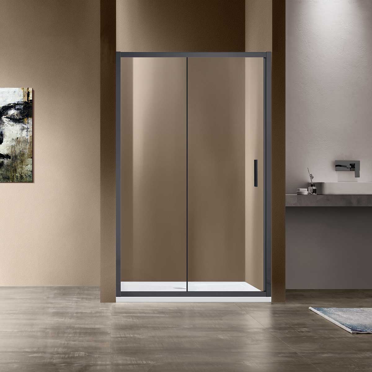 душевая дверь vincea garda vds-1g145clgm 145x190 прозрачное стекло / профиль вороненая сталь