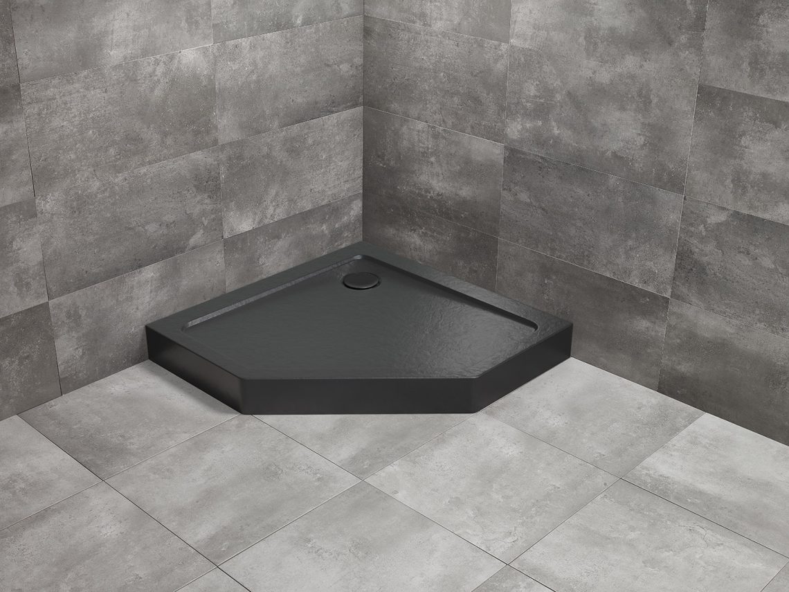 душевой поддон radaway doros pt compact stone black 90x90 черный