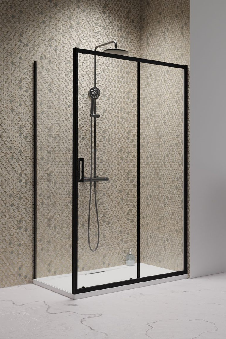 душевой уголок radaway premium pro black kdj r 120x75 стекла прозрачные, профиль черный