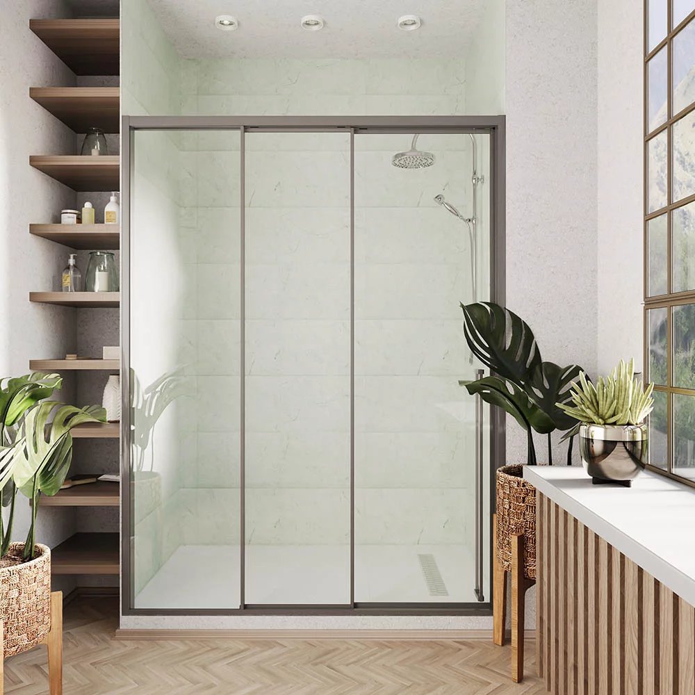 душевая дверь veconi premium prato pr3/l-150-01-gr-c4 150x200 левая, профиль брашированный графит