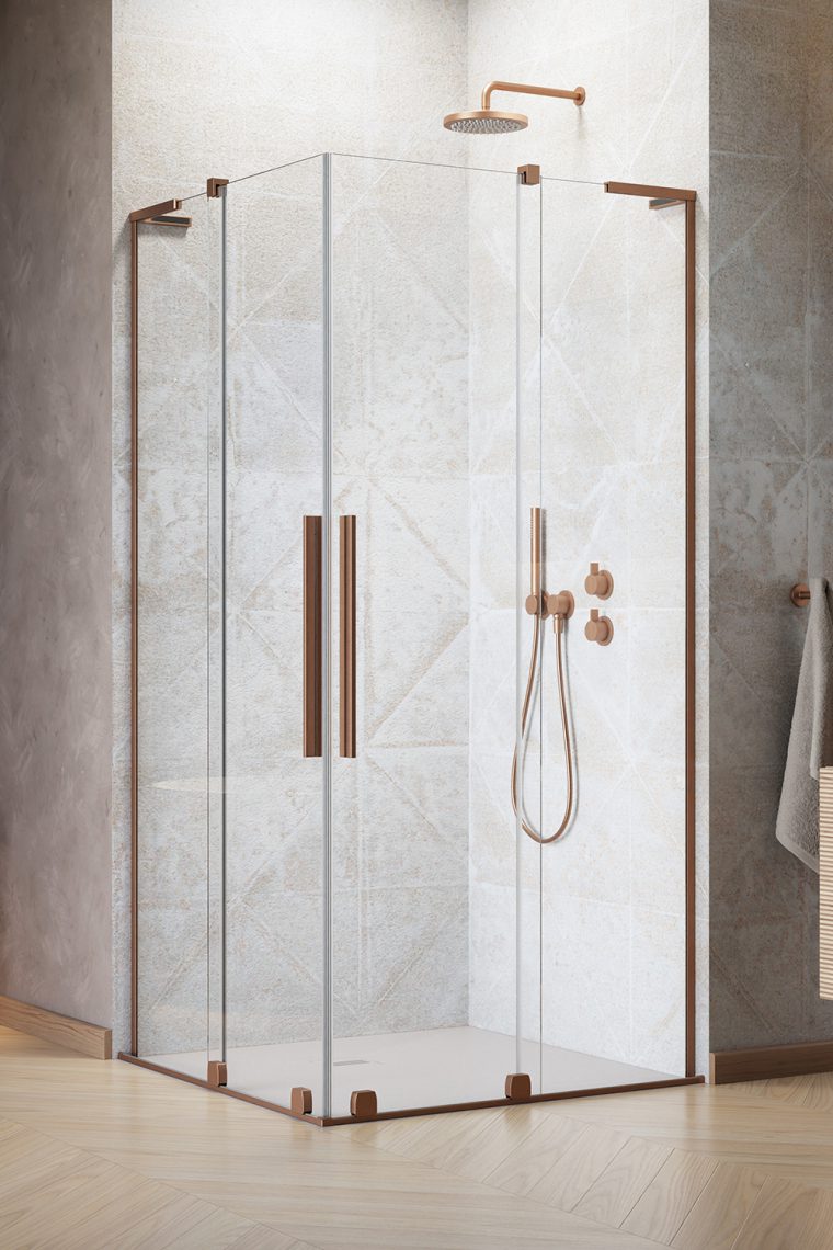 душевой уголок radaway furo sl brushed copper kdd 100x100 стекла прозрачные, профиль брашированная медь