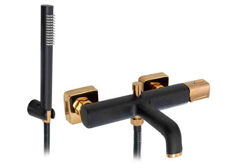 смеситель для ванны rea salto black gold rea-b6352 черный/золото