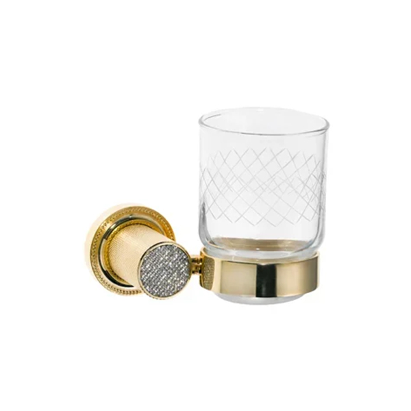 стакан с держателем boheme royale cristal 10924-g золото