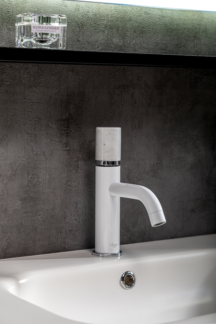 смеситель для умывальника boheme stick 121-w-mr-white, белый / белый мрамор