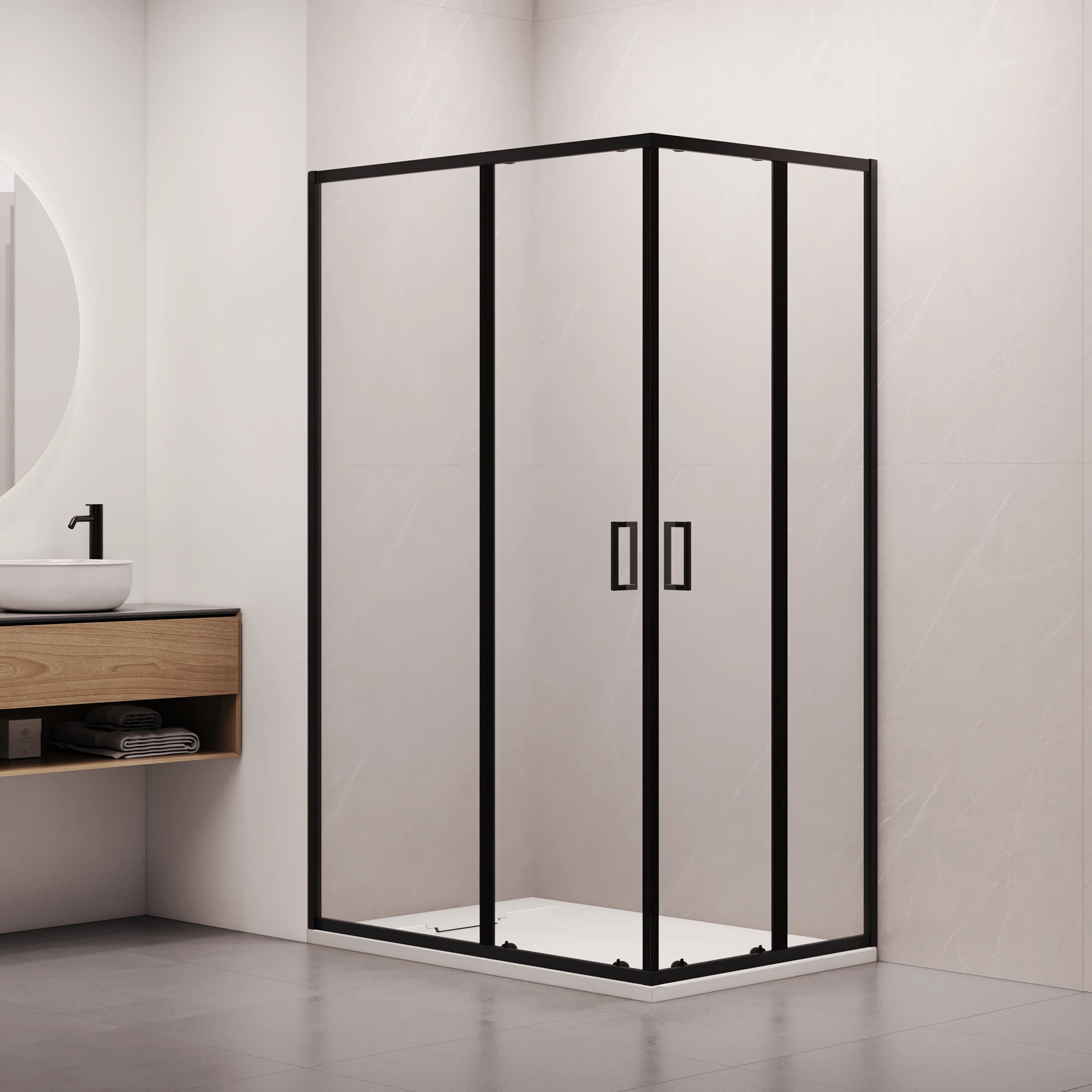 душевой уголок rgw classic cl-44-b new 120x90 стекла прозрачные / профиль черный