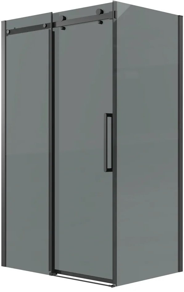 душевой уголок grossman classic 160x70 стекла тонированные, профиль черный