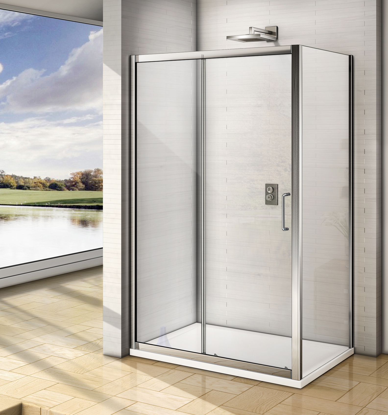 душевой уголок gooddoor neo wtw+sp 110x100 стекло прозрачное / профиль хром