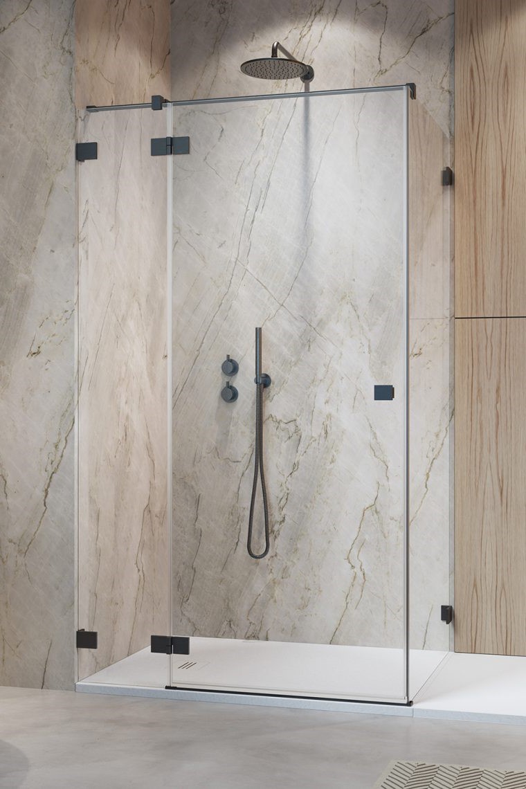 душевой уголок radaway essenza pro 8 brushed gunmetal kdj 110x100 левый, стекла прозрачные, профиль брашированная оружейная сталь