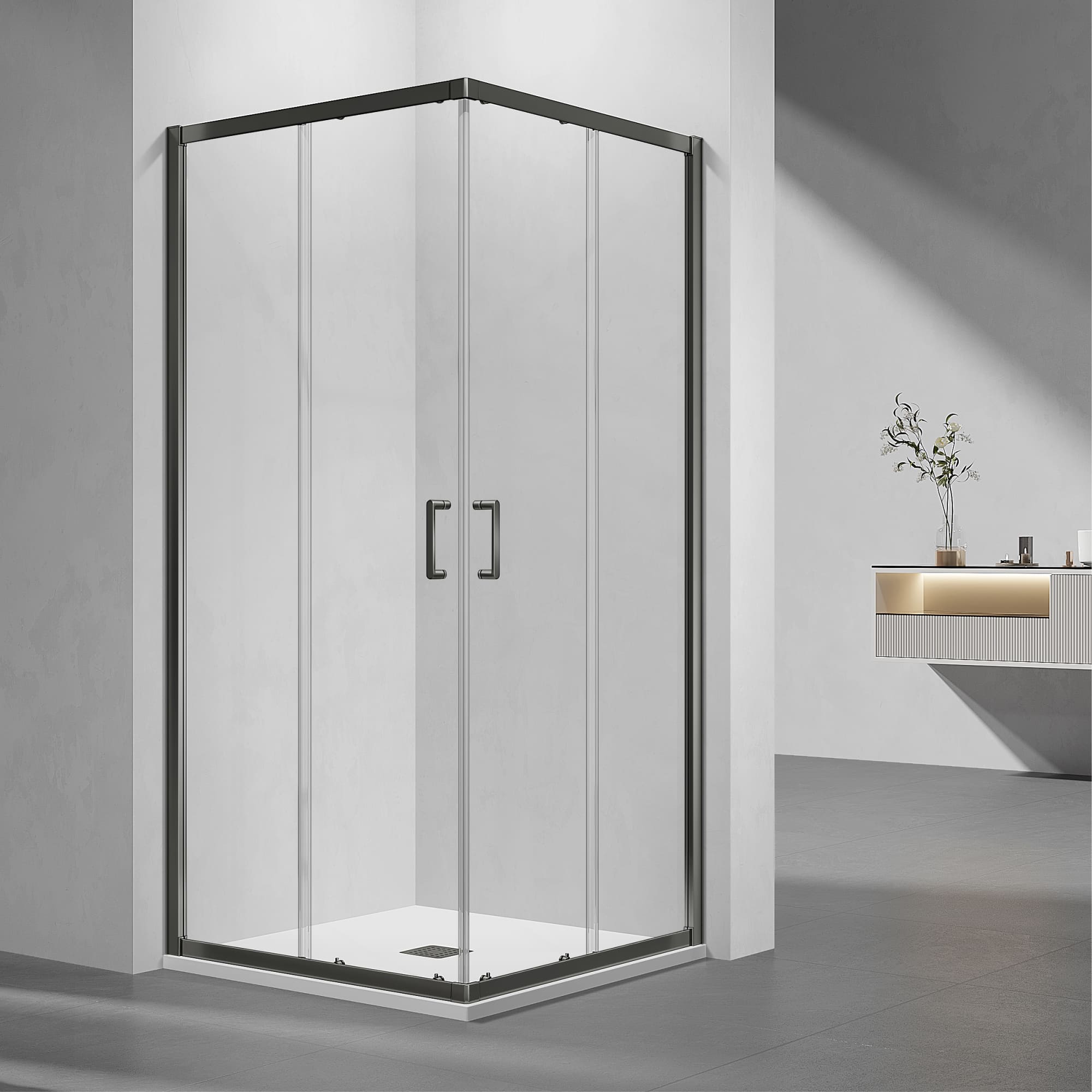 душевой уголок rgw passage rgw 39-gr 80x80 стекло  прозрачное, профиль графит