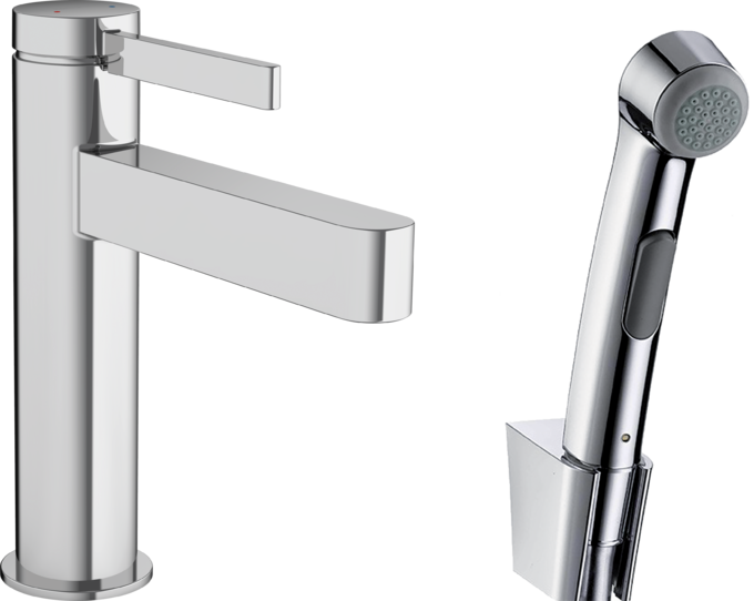 смеситель для умывальника hansgrohe finoris 76210000 с гигиеническим душем, хром