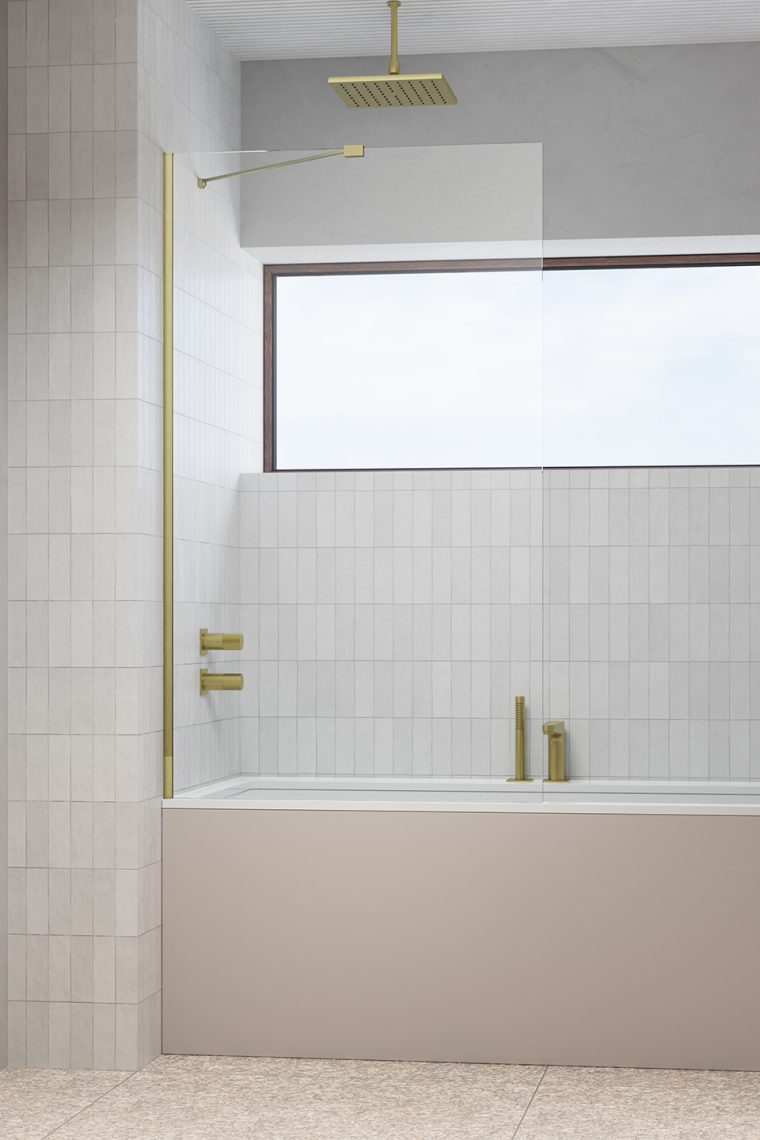 шторка на ванну radaway modo new pnj ii brushed gold 90x150 прозрачное стекло / профиль брашированное золото