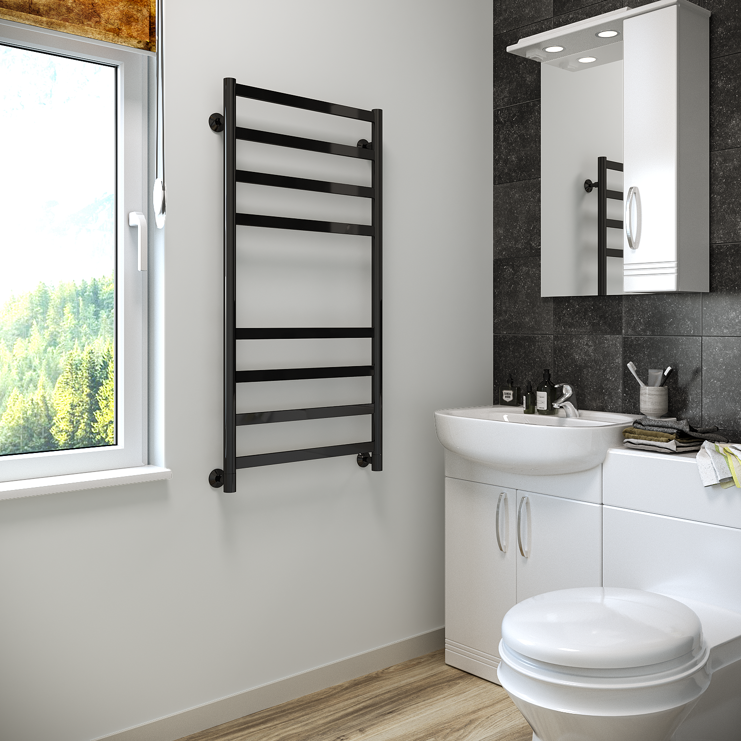 полотенцесушитель водяной stinox maxima 50x100 черный глянец