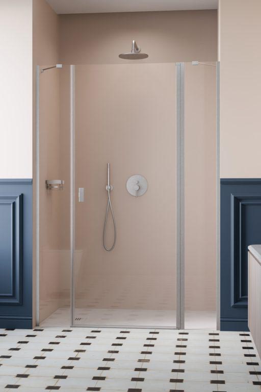душевая дверь radaway nes brushed nickel dwjs 140x200 правая, стекла прозрачные, профиль брашированный никель