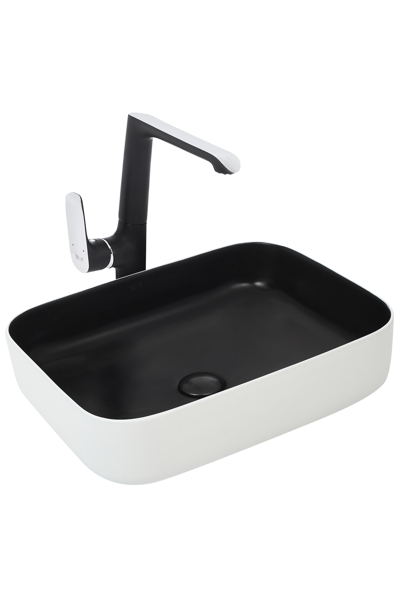 умывальник накладной welt-wasser elbach m2195 wb 50x39 белый/черный