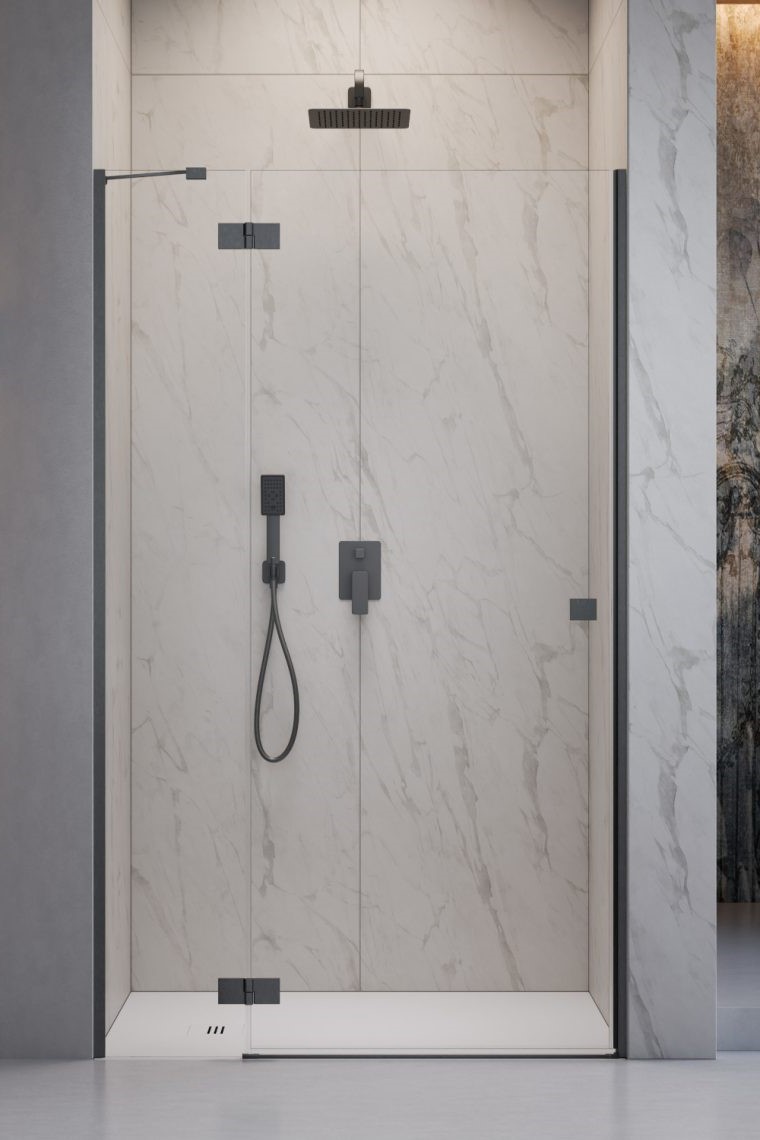душевая дверь radaway essenza 8 brushed gunmetal dwj 120x200 левая, стекла прозрачные, стекла брашированная оружейная сталь