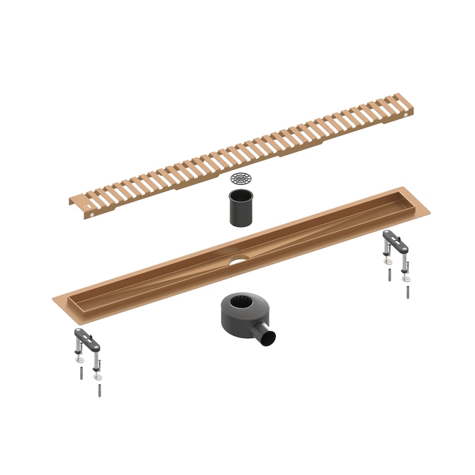 душевой лоток timo drain system 900 с вставкой "lines" розовое золото ds230109/19