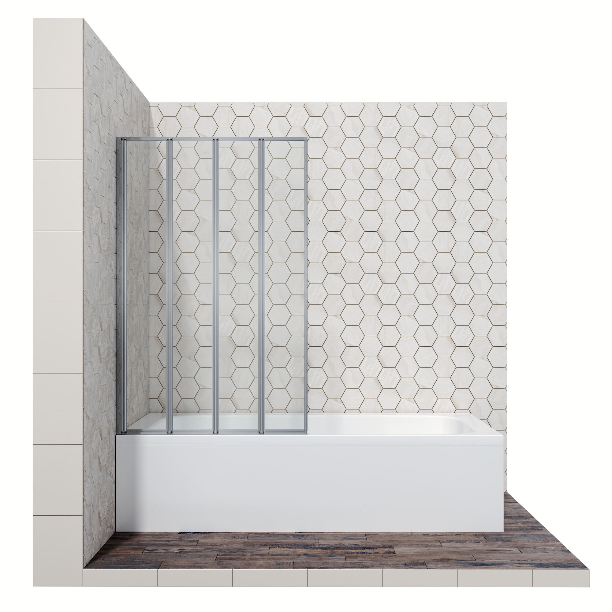 душевая шторка ambassador bath screens 16041110l 90x140 со складывающимися дверями (прозрачное стекло / профиль хром)