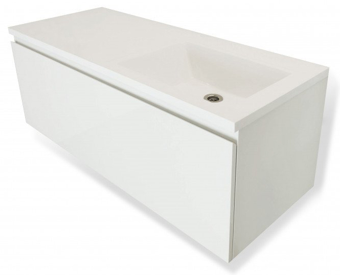 тумба подвесная эстет dallas luxe 130,2x48,2 (1 ящик) с умывальником правая