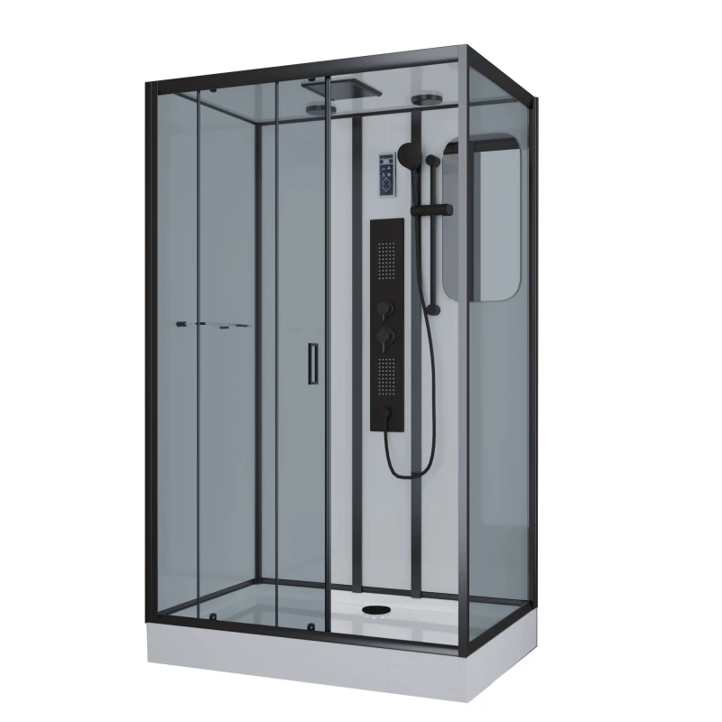 душевая кабина niagara ng-6912-01gql black 120x80 левая, стекла тонированные, профиль черный