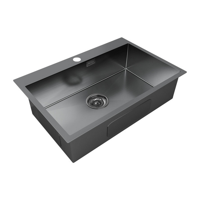 кухонная мойка paulmark kroner pm217551-gm 75x51 оружейная сталь