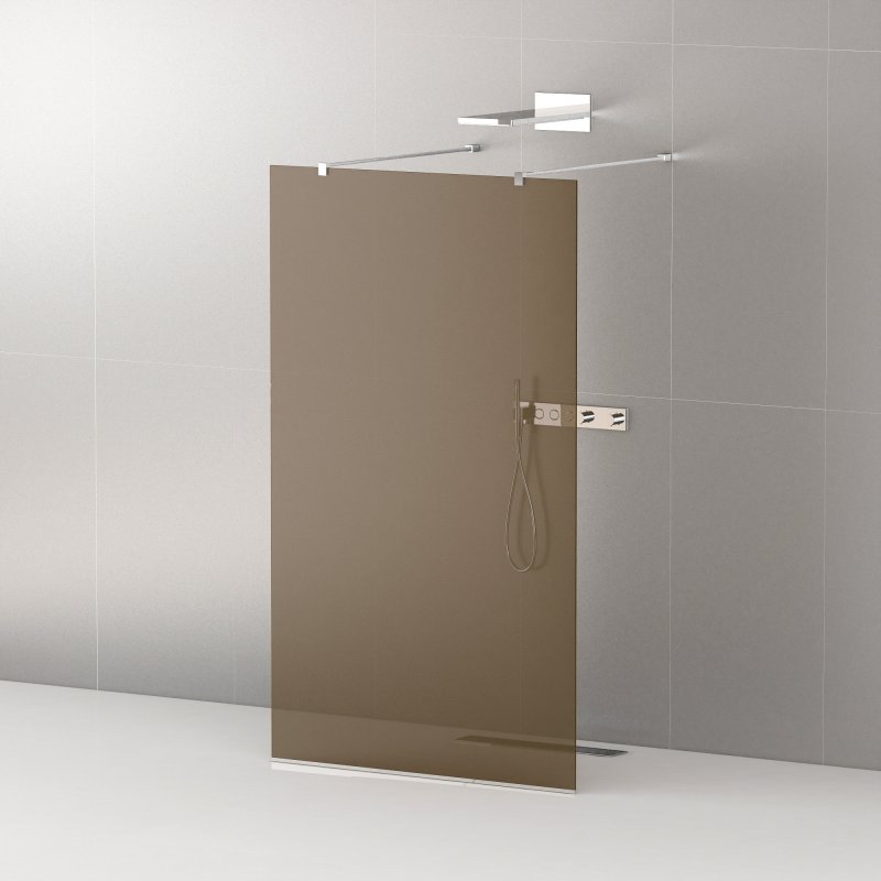 душевой уголок cezares liberta-l-2 br-cr 100x195 стекла бронза, профиль хром