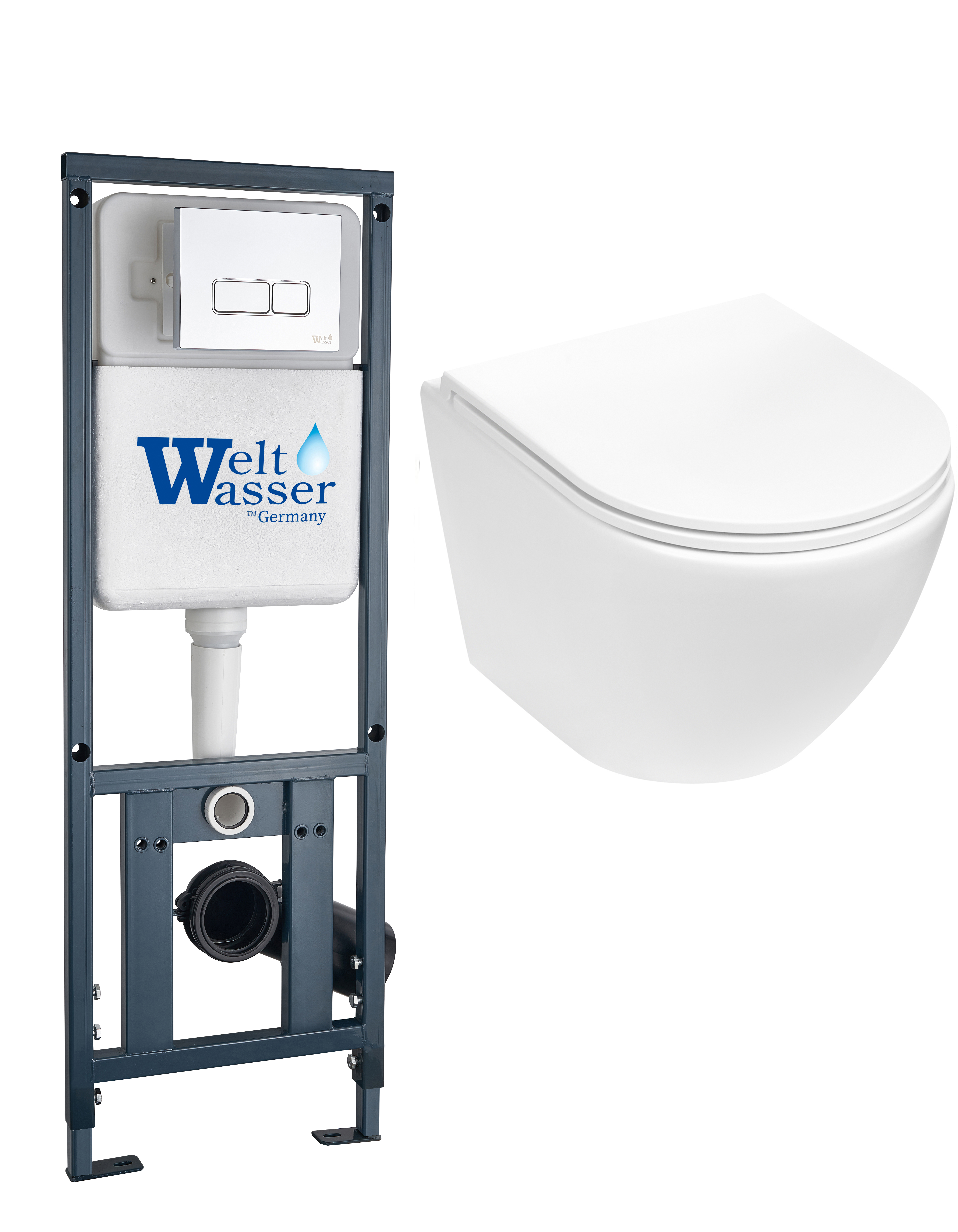 комплект инсталляции welt-wasser marberg 410 с унитазом merzbach 043 mt-wt и клавишей смыва mar 410 se gl-wt белый глянец