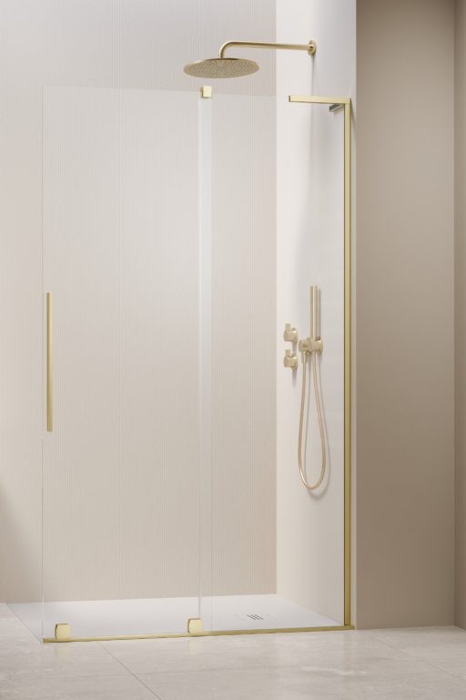душевой уголок radaway furo sl brushed light gold walk-in 110x200 правый, cтекла прозрачные, профиль брашированное светлое золото