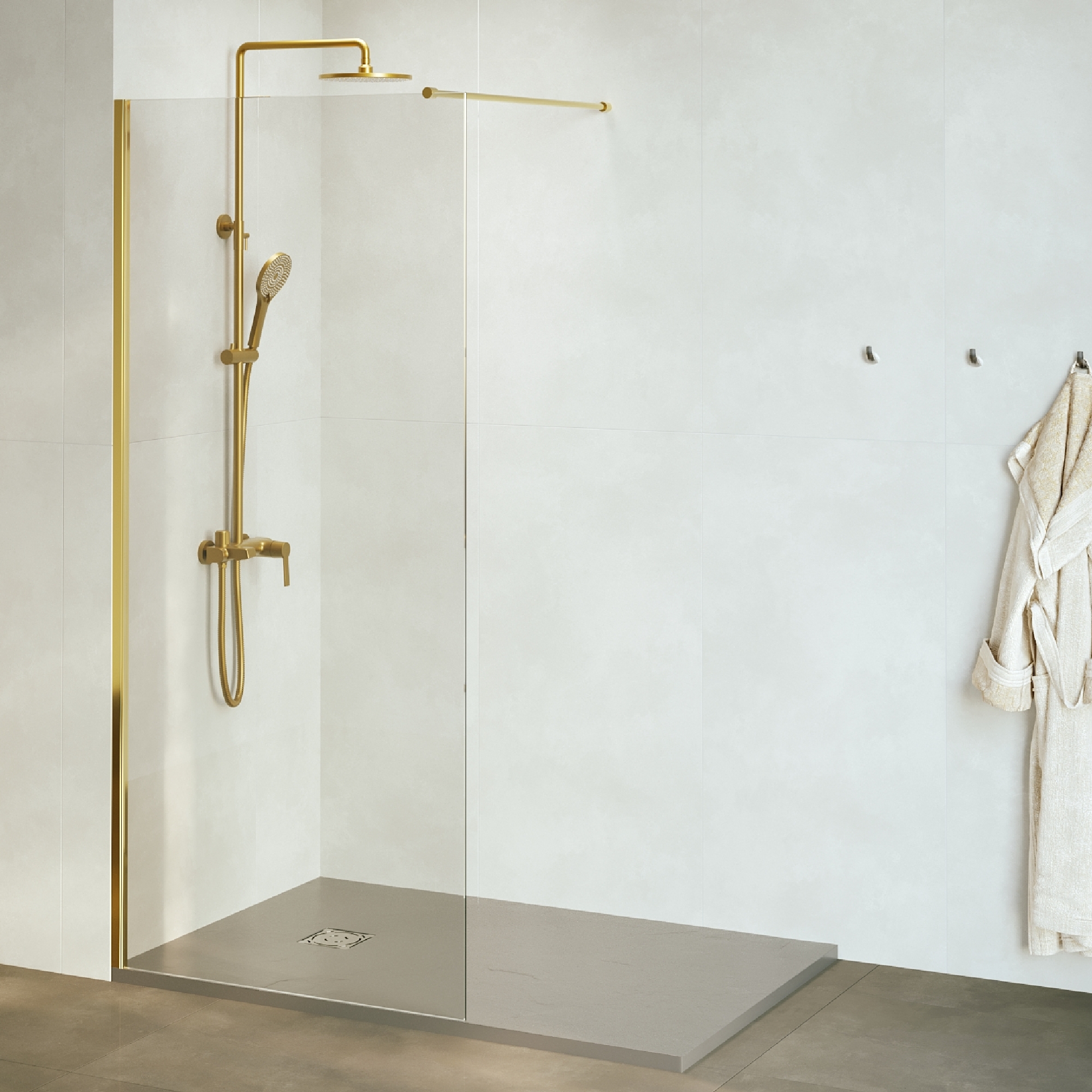 душевой уголок rgw walk-in wa-002-g 110x195 стекло прозрачное, профиль золото