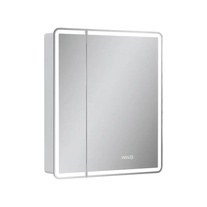 шкаф с зеркалом equil nice led 70 с часами, правый, белый