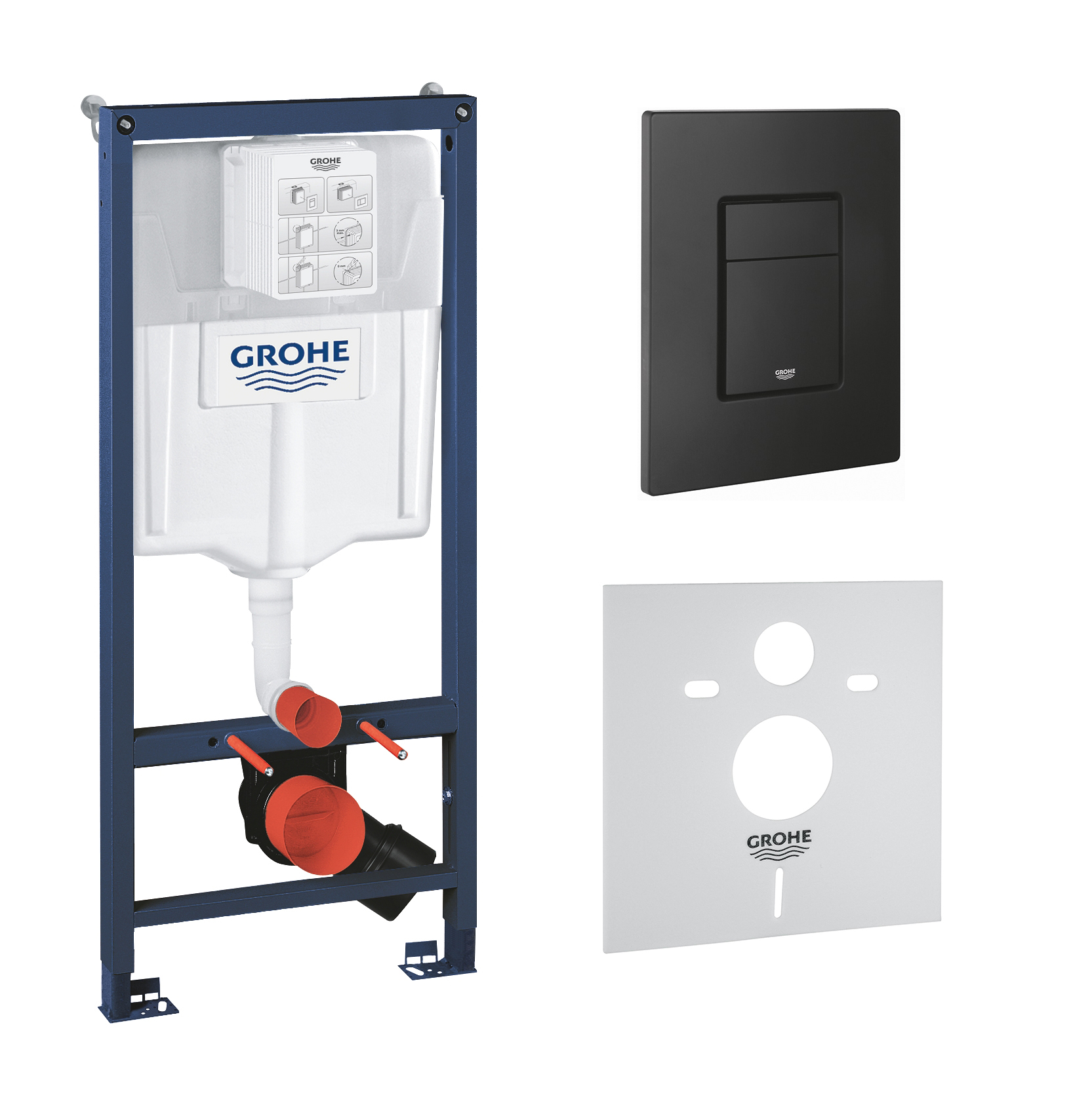 инсталляция grohe rapid sl 38536001+38732kf0+37131000+42593000 клавиша черная