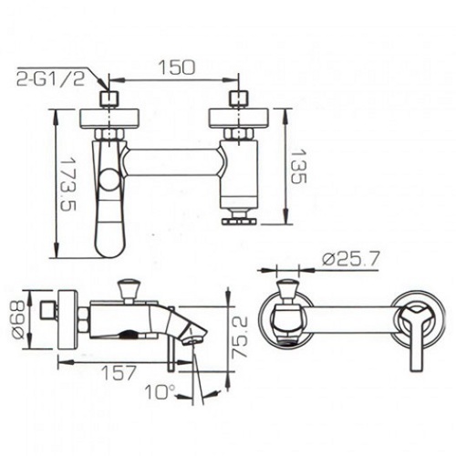 Смеситель для ванны Bravat Whirlpool F678112C-01 фото 3 смеситель для ванны bravat whirlpool f678112c-01 фото 3