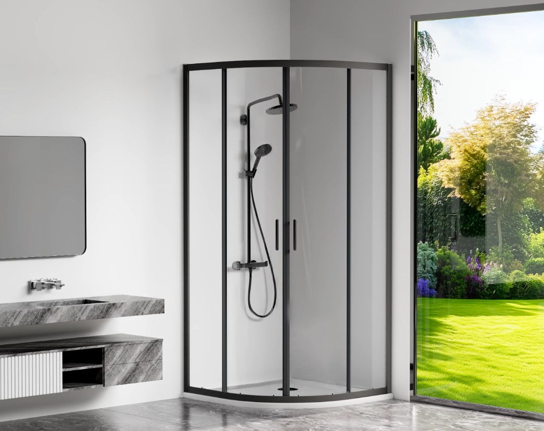 душевой уголок gooddoor cube r-90-c-b 90x90 прозрачное стекло / профиль черный