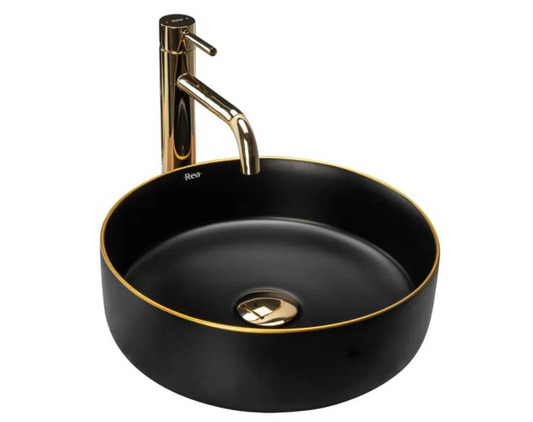 умывальник накладной rea sami black matt gold edge rea-u0595