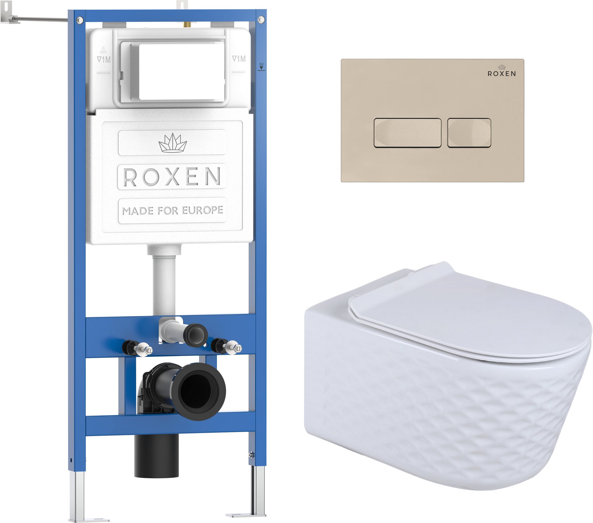 комплект инсталляция roxen stounfix dual fresh 6 в 1 979004 с унитазом vine tornado и клавишей смыва caspia 410280bg бежевый