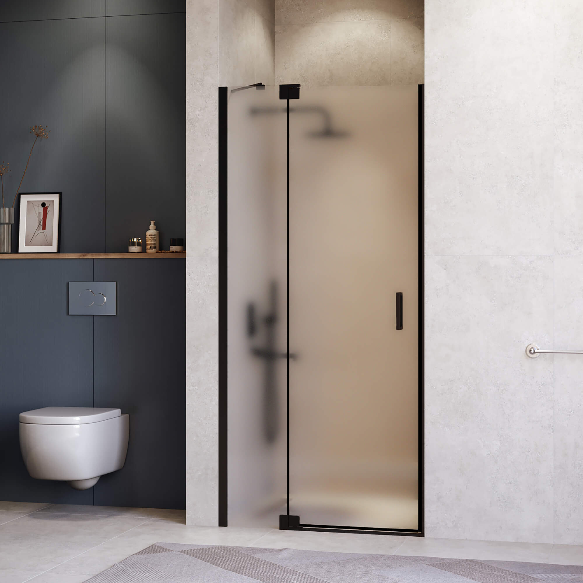 душевая дверь rgw hotel ho-014b 130x200 матовое стекло / профиль черный