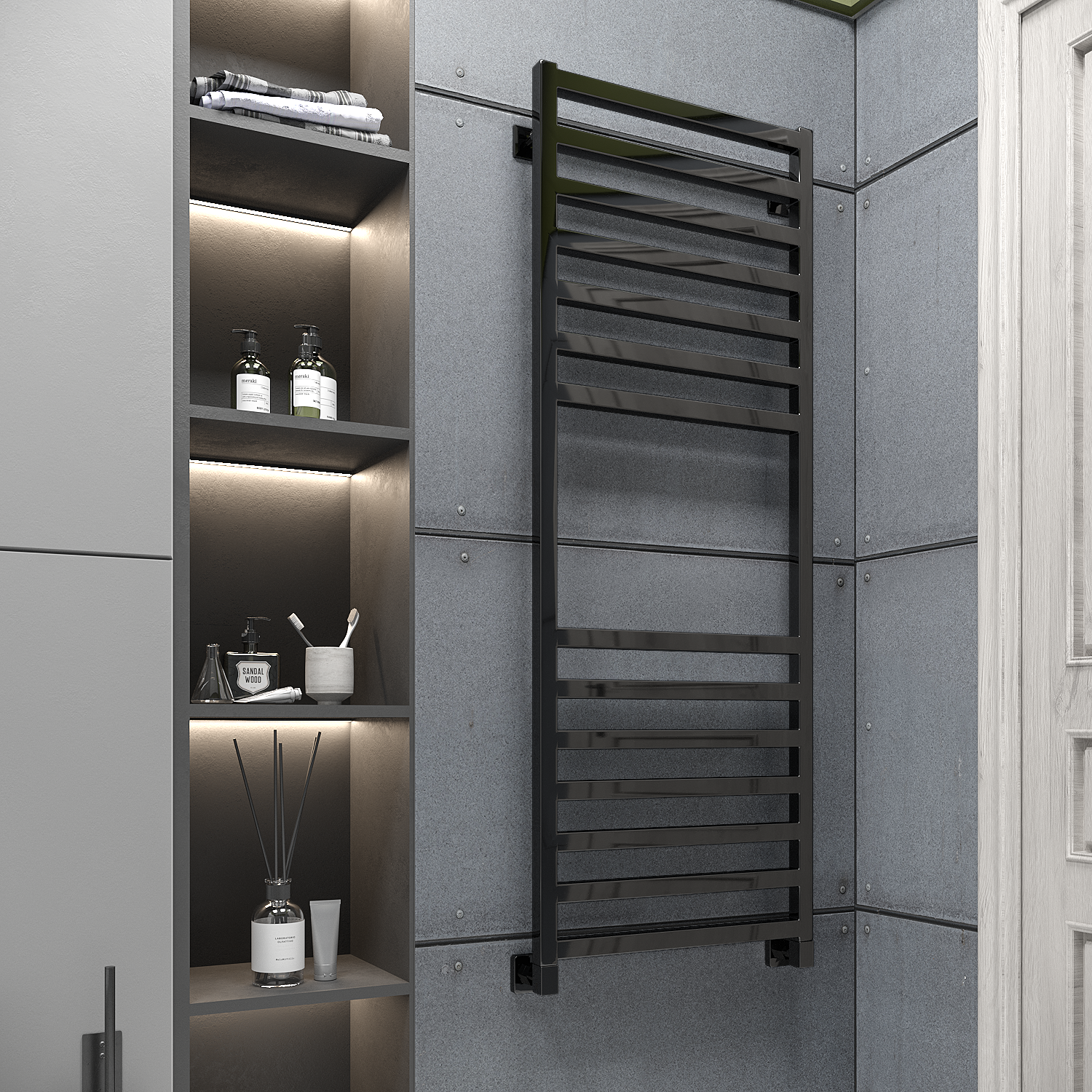 полотенцесушитель водяной stinox ancona 50x140 черный глянец
