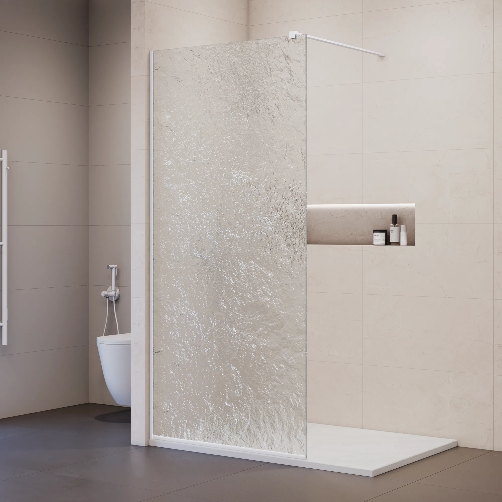 душевой уголок rgw walk in wa-55-w 90x210 стекло лед / профиль белый