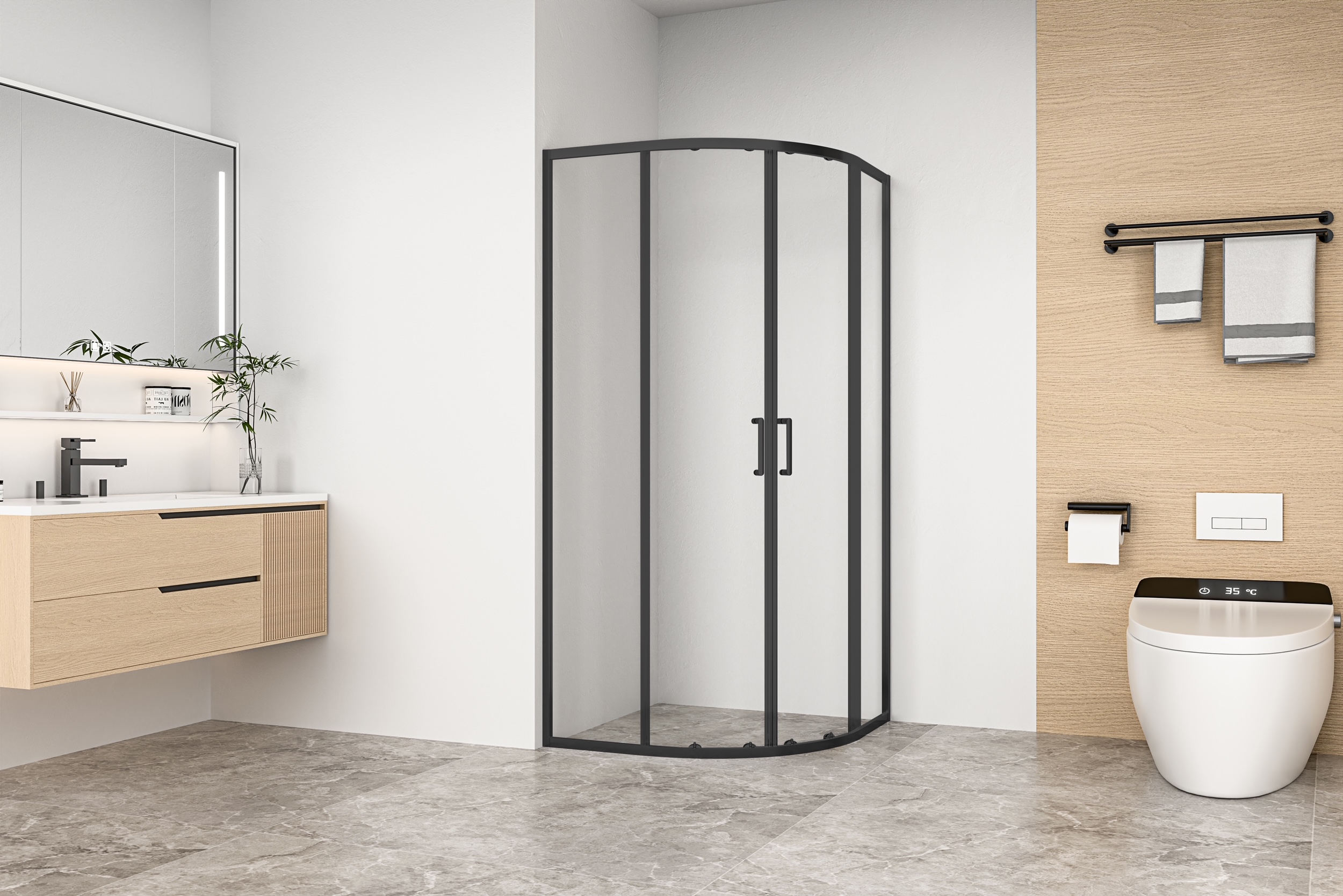 душевой уголок gooddoor lite r-100-c-b 100x100 прозрачное стекло / профиль черный