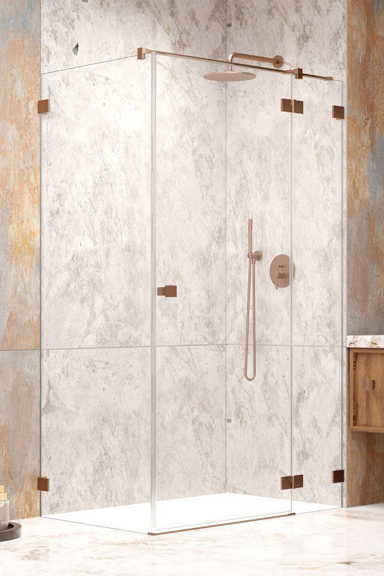душевой уголок radaway essenza pro brushed copper kdj r 120x100 прозрачное стекло / профиль брашированная медь (правый)