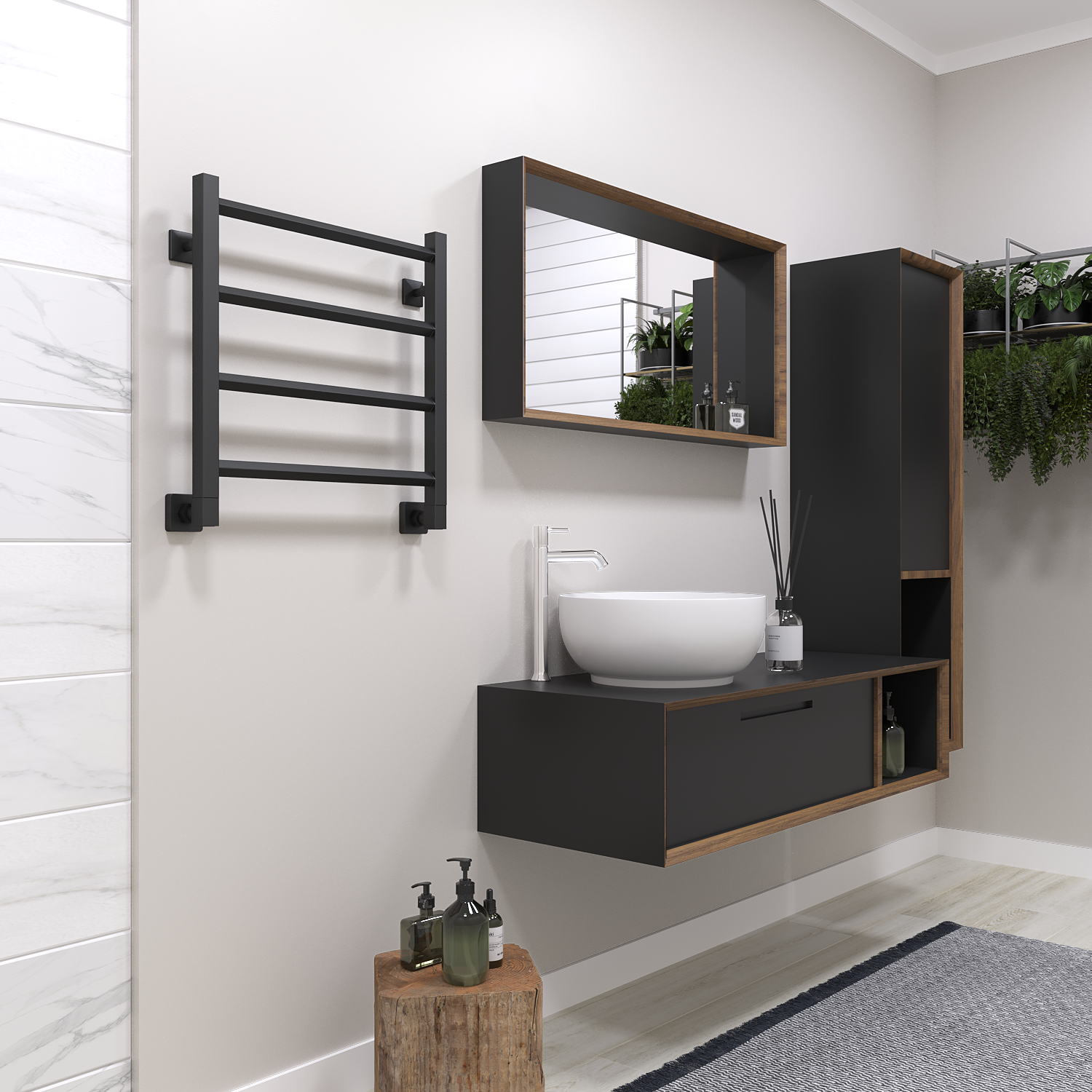 полотенцесушитель водяной stinox sorento 50x50 черный матовый