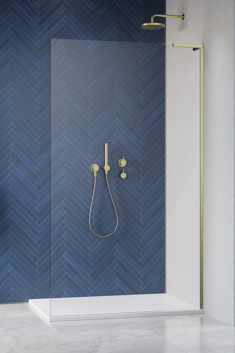 душевой уголок radaway walk-in modo sl ii brushed gold 60 right прозрачное стекло / профиль брашированное золото (правый)