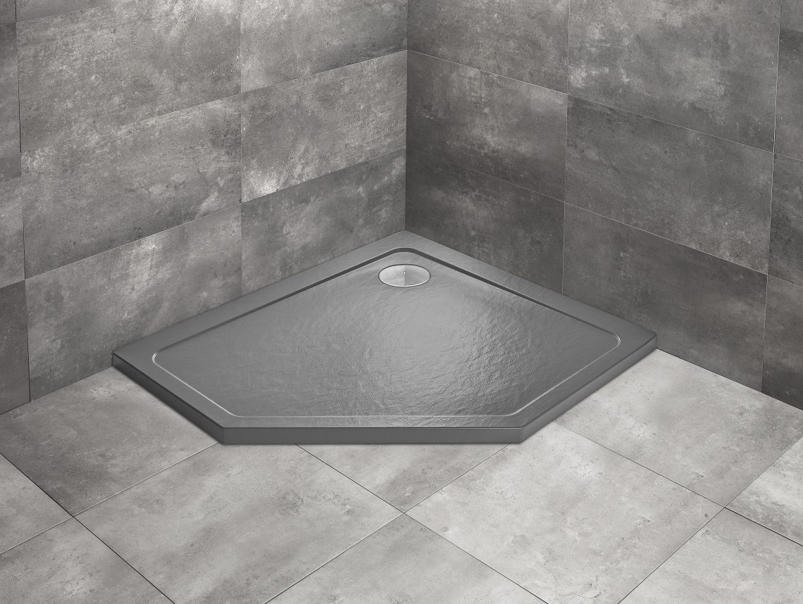 душевой поддон radaway doros pt e 100x80 stone anthracite правый