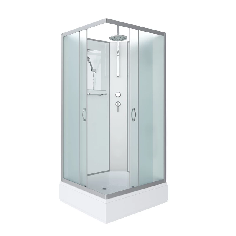 душевая кабина niagara classic ng-33984-14qbkt 90x80 без крыши, стекла матовые, профиль серебро